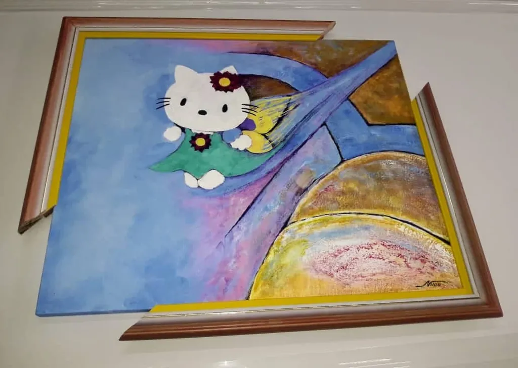 Quadros e molduras expostos na loja da GJ Molduraria em Santos